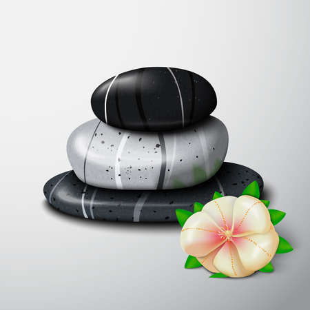Spa stones with tropical flower still life isolated vector illustrationのイラスト素材
