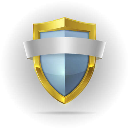 Guard shield with blank ribbon emblem isolated vector illustrationのイラスト素材