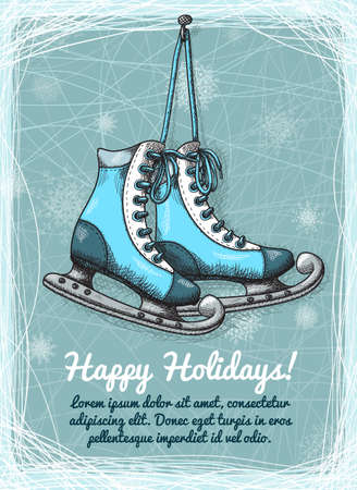 Skate holidays winter invitation vector illustrationのイラスト素材