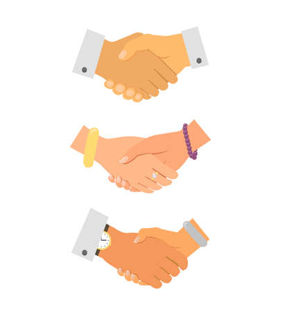 Business handshake icon set isolated vector illustrationのイラスト素材