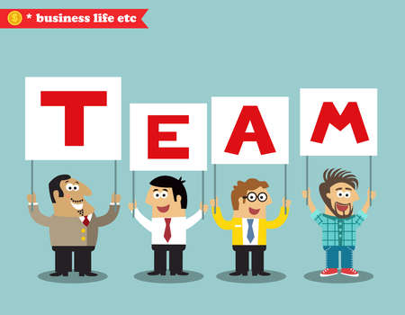 Business life. Office personnel holding team sign vector illustrationのイラスト素材
