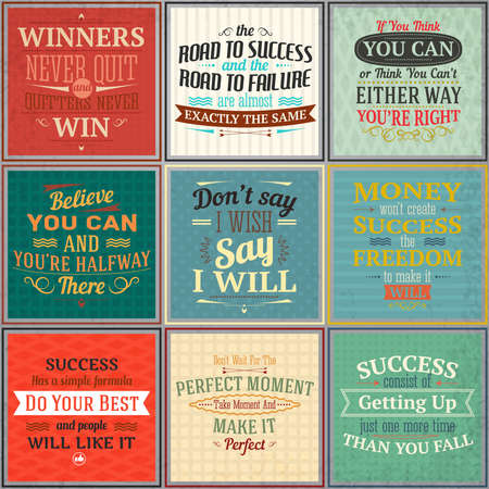 Success money freedom motivational quotes colored emblems set isolated vector illustrationのイラスト素材