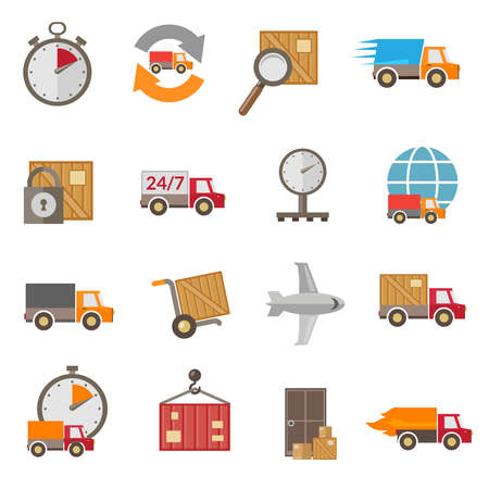Logistic chain shipping freight service supply delivery icons set isolated vector illustrationのイラスト素材