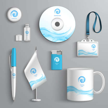 Corporate business identity stationery design elements template isolated vector illustrationのイラスト素材