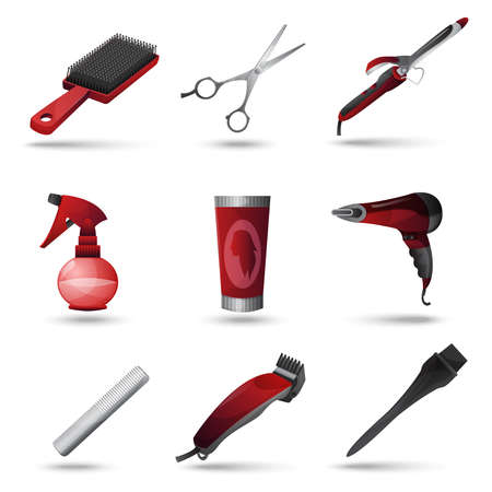 Hairdresser and beauty salon decorative icons set isolated vector illustrationのイラスト素材