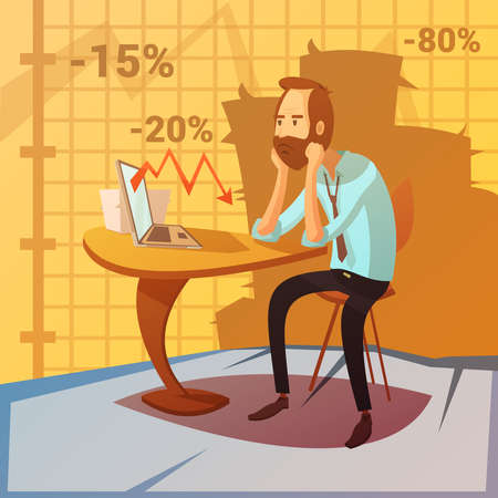 Business failure background with recession and decrease symbols cartoon vector illustrationのイラスト素材