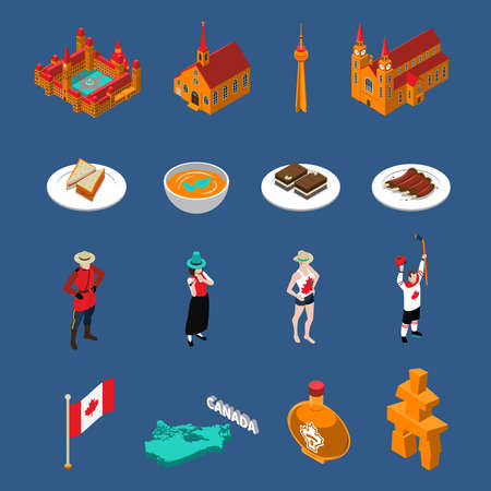 Canada Touristic Icons Set Vector Illustrationのイラスト素材