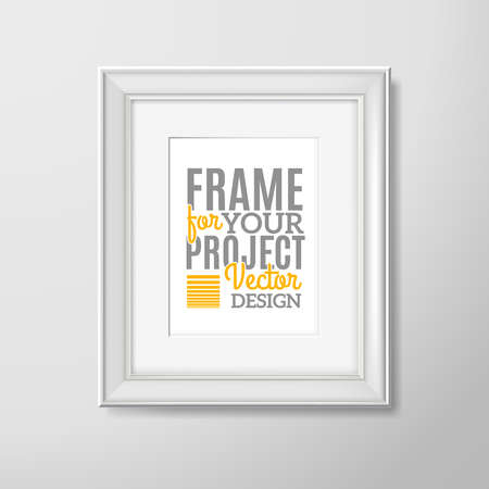 Modern wooden white square wall frame for special moments memories photo and paintings  reproductions abstract vector illustrationのイラスト素材