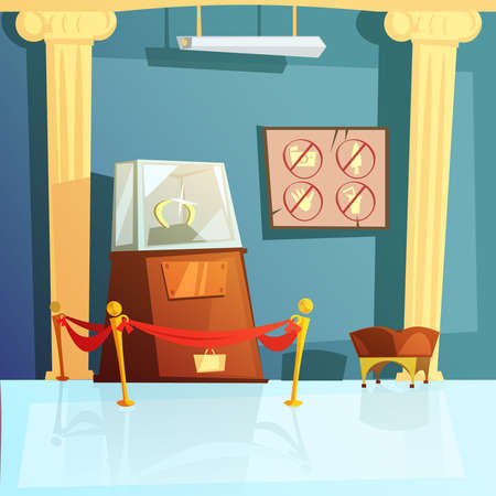 Color cartoon illustration depicting mascot of horseshoe in museum showcase vector illustrationのイラスト素材