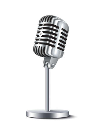 Vintage metal studio microphone isolated on white background vector illustrationのイラスト素材