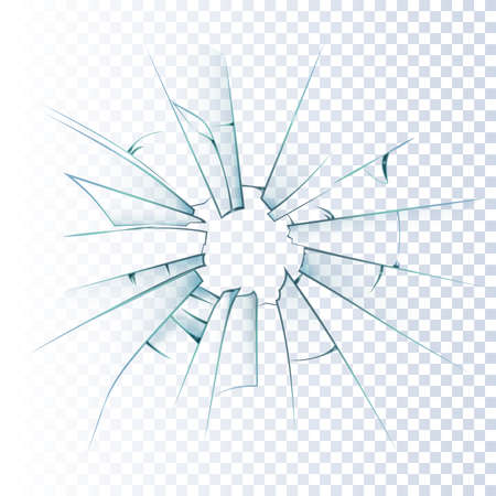 Broken frosted window pane or front door glass background decorative  realistic daylight design vector illustrationのイラスト素材