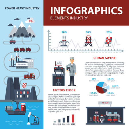 Energy and industry infographics with statistics about use of powers vector illustrationのイラスト素材