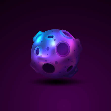 Planet 3d sphere with craters isolated on dark background vector illustrationのイラスト素材