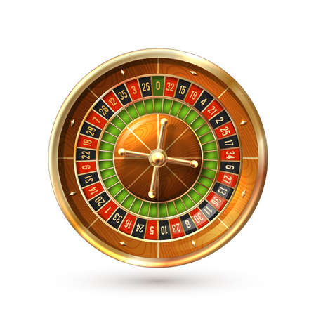 Realistic casino gambling roulette wheel isolated on white background vector illustrationのイラスト素材