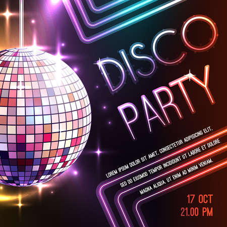 Disco dance party poster with glass ball decoration vector illustrationのイラスト素材