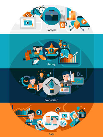 Photo and video stock horizontal banners set isolated vector illustrationのイラスト素材