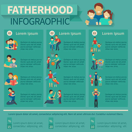 Fatherhood and parenthood infographics set with family activity symbols vector illustrationのイラスト素材