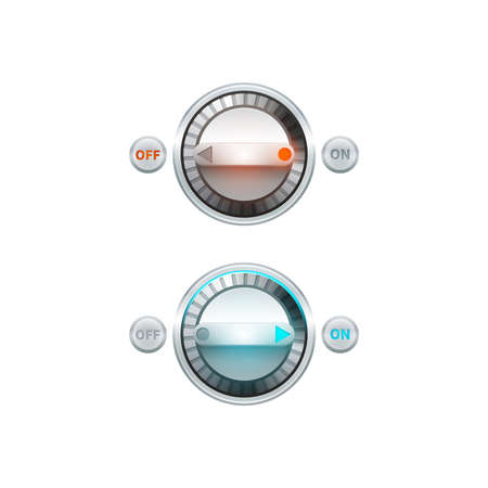 Round analog on off turn button set isolated vector illustrationのイラスト素材