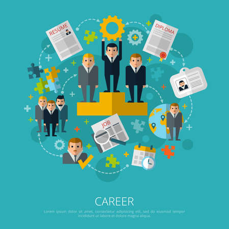 Human resources business career infographic elements schema poster with job search and employment symbols abstract vector illustrationのイラスト素材