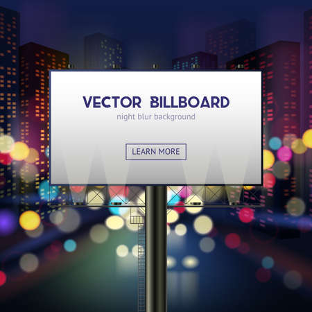 Advertising billboard template with blank space for your text on night city blurred background vector illustrationのイラスト素材