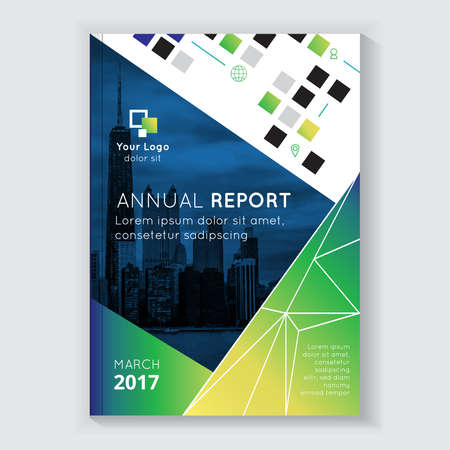 Annual report brochure design with headline on grey background flat isolated vector illustrationのイラスト素材