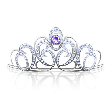 Colored realistic diadem silver inlaid with precious stones for princess and queen vector illustrationのイラスト素材