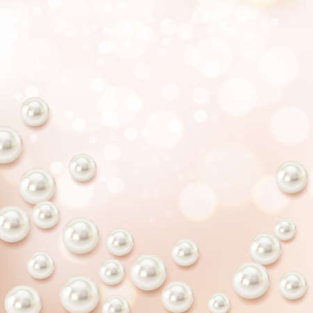 Shell pearl realistic composition of cumbersome blurry shell bubble particles and light silhouettes with shadows vector illustrationのイラスト素材