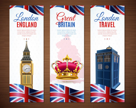 Set of england london travel vertical banners with big ben image vector illustrationのイラスト素材