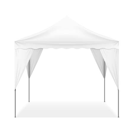 Realistic folding outdoor tent of square shape with metal poles isolated on white background 3d vector illustrationのイラスト素材