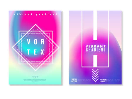 Two vertical colorful vibrant gradient design banners with text field isolated on white background...