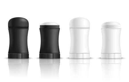 Deodorant realistic mockup set with isolated images of plastic packages for antiperspirant odour eliminator with shadows vector illustrationのイラスト素材