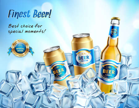 Finest beer composition with premium light beer symbols vector illustrationのイラスト素材