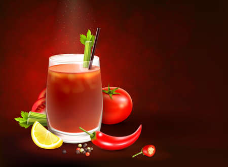 Cocktails realistic composition with different ingredients for mixing beverage vegetables and citrus fruits vector illustrationのイラスト素材