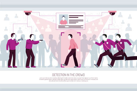 Identification technologies horizontal flat composition with person authentification recognition...