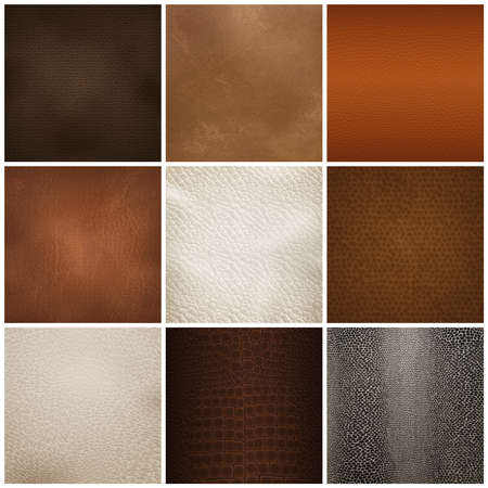 Trendy leather textures samples for furniture upholstery  and interior decorations 9 realistic icons...
