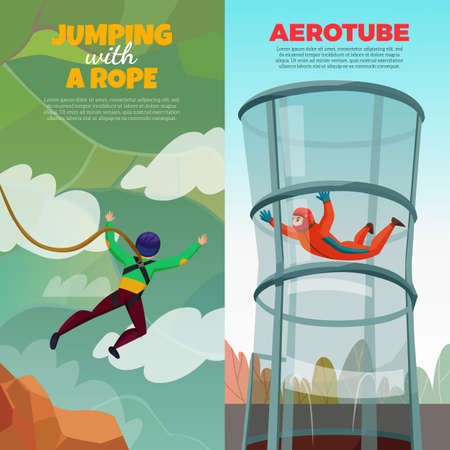 Modern sports vertical banners set with aerotube symbols flat isolated vector illustrationのイラスト素材