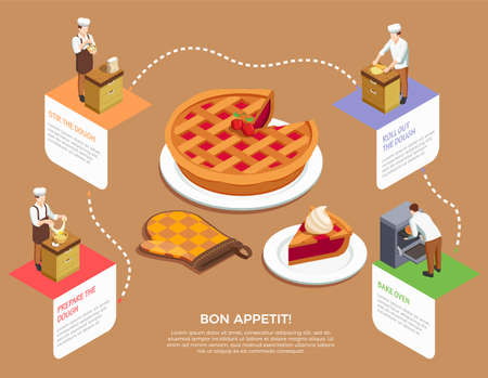 Confectionery chef isometric composition with dough and oven symbols vector illustrationのイラスト素材