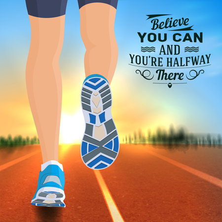 Quotes realistic poster with believing and way of life symbols vector illustrationのイラスト素材