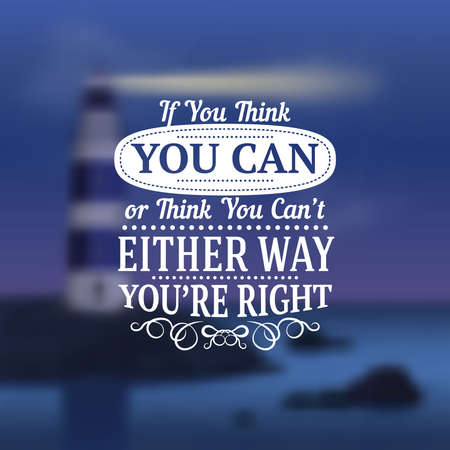 Quotes realistic set with motivating words sea and lighthouse vector illustrationのイラスト素材