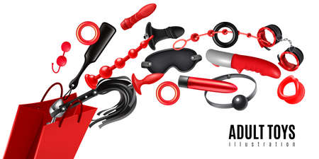 Adult toys design concept as advertising for sex shop production realistic vector illustrationのイラスト素材