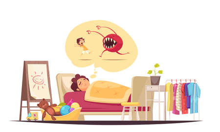Childhood fears composition with bad dreams and monsters symbols vector illustrationのイラスト素材