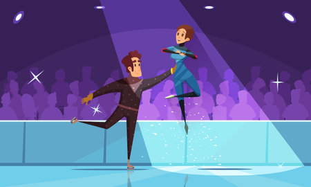 Figure skating composition with winter sports symbols flat vector illustrationのイラスト素材