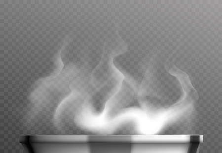 White steam over pan realistic design concept on transparent background vector illustrationのイラスト素材