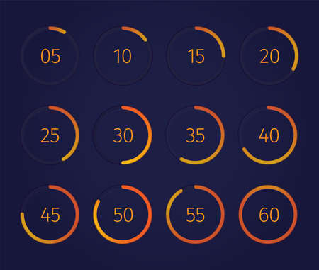 Digital clock timer set with modern technology symbols realistic isolated vector illustrationのイラスト素材