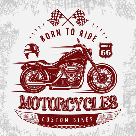 Motorcycle grey poster with vinous bike on road and headline born to ride vector illustrationのイラスト素材