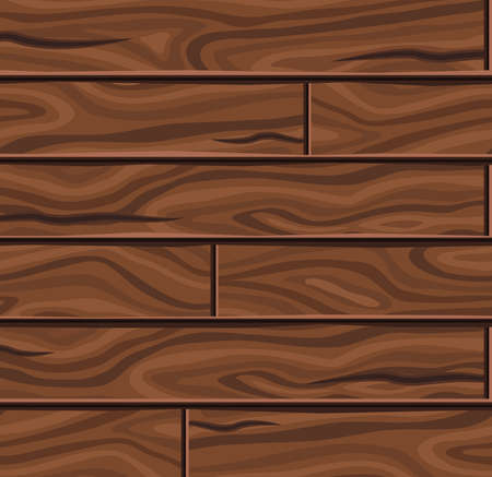 Wooden horizontal planks background with twisting textural pattern and dark brown cracks vector illustrationのイラスト素材