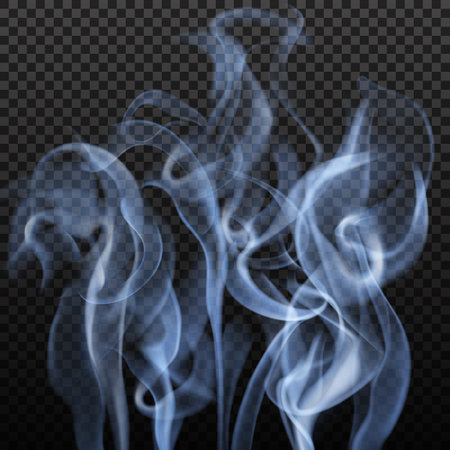 Realistic abstract image with slate grey colour blurry vibrant smoke shapes on dark transparent background vector illustrationのイラスト素材