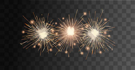 Three realistic bright bengal lights composition on on transparent background top view vector illustrationのイラスト素材