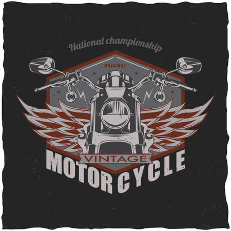 Motorcycle t-shirt label design with illustration of classic motorcycle.のイラスト素材