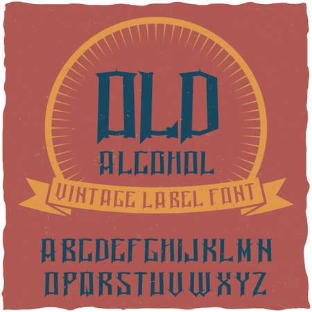 Vintage label typeface named Alcohol. Good font to use in any vintage labels or logo.のイラスト素材